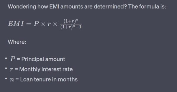 EMI CALCULATION FORMULA