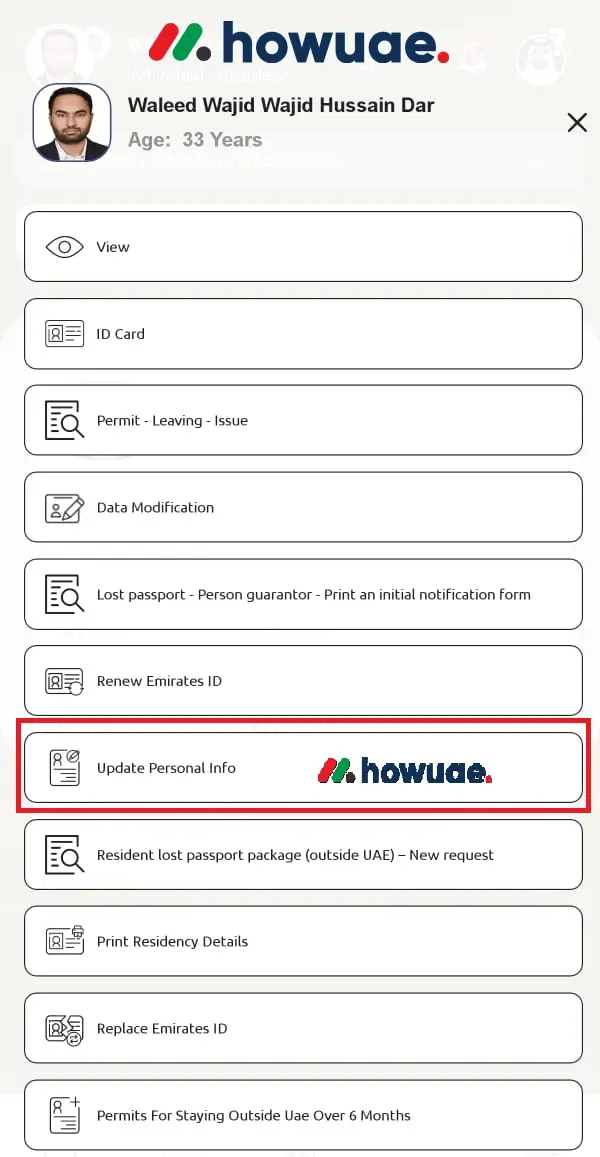 Navigate to Update Personal Info