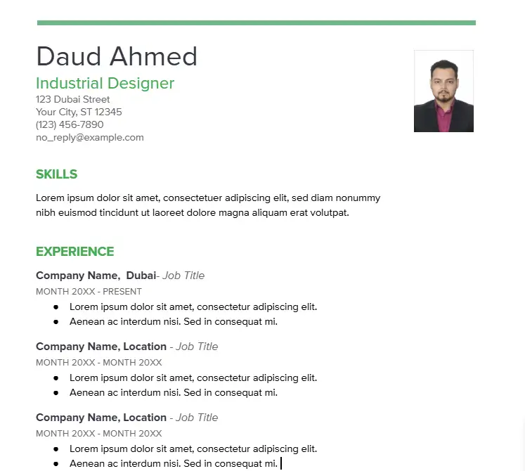 Free_picture_CV_Format_for_Dubai_1_howuae.ae