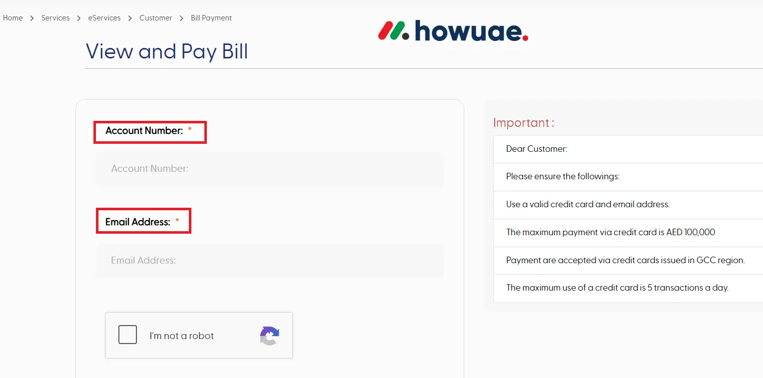 Enter Your Account Details fewa bill
