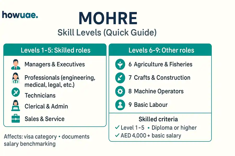 MOHRE Skill Levels in MOL UAE